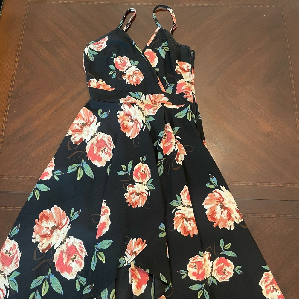 Stiletto’s Black Floral High-Low Spaghetti Strap Dress